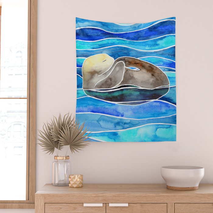Sea Otter - Curled Wall Tapestry Gallery Image 2