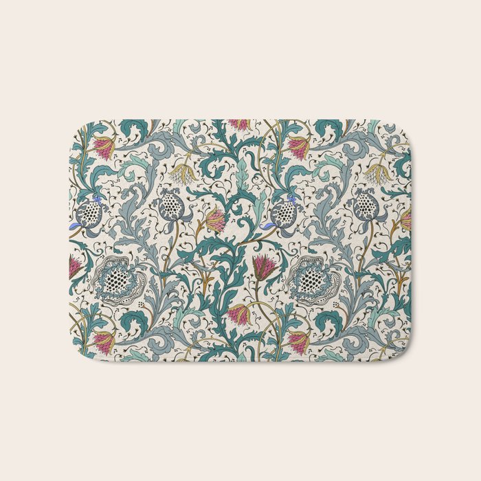 Walter Crane Teazle Art Nouveau Floral Bath Mat Gallery Image 1