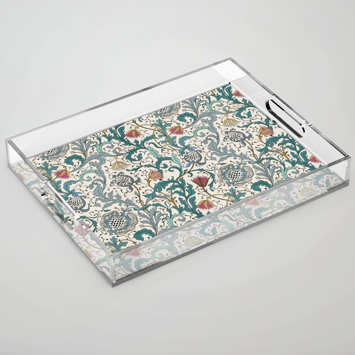 Walter Crane Teazle Art Nouveau Floral Acrylic Tray Gallery Image 1
