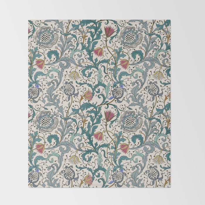 Walter Crane Teazle Art Nouveau Floral Throw Blanket Gallery Image 2