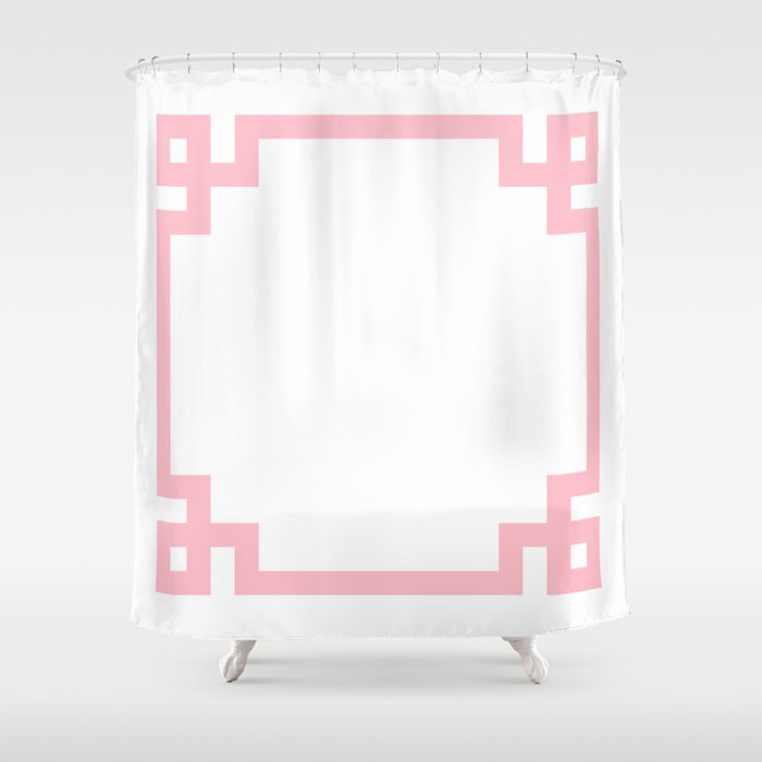 Pink Greek Key Border Shower Curtain Gallery Image 1