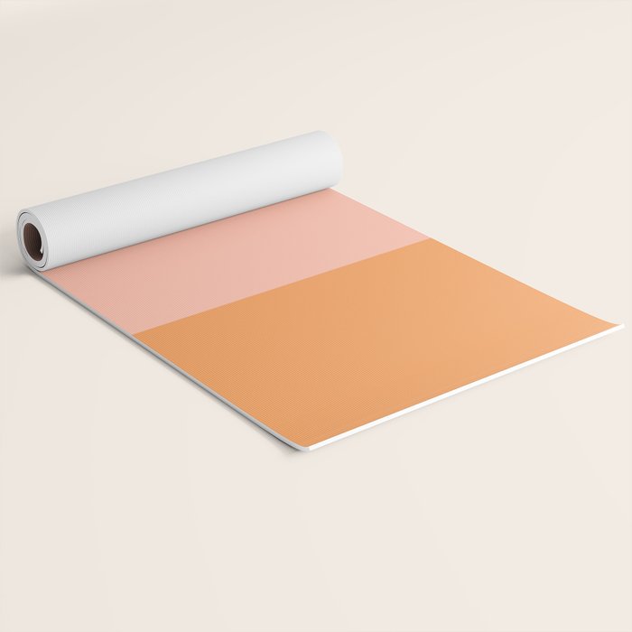Pink Blush and Light Orange Minimalist Color Block Pattern Yoga Mat Gallery Image 2