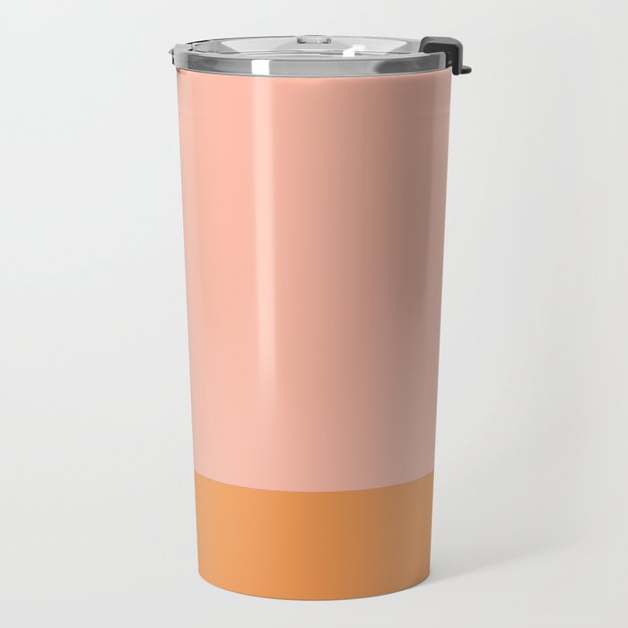 Pink Blush and Light Orange Minimalist Color Block Pattern Travel Mug Gallery Image 2