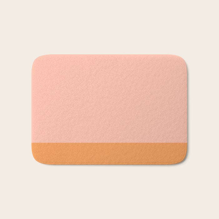 Pink Blush and Light Orange Minimalist Color Block Pattern Bath Mat Gallery Image 1