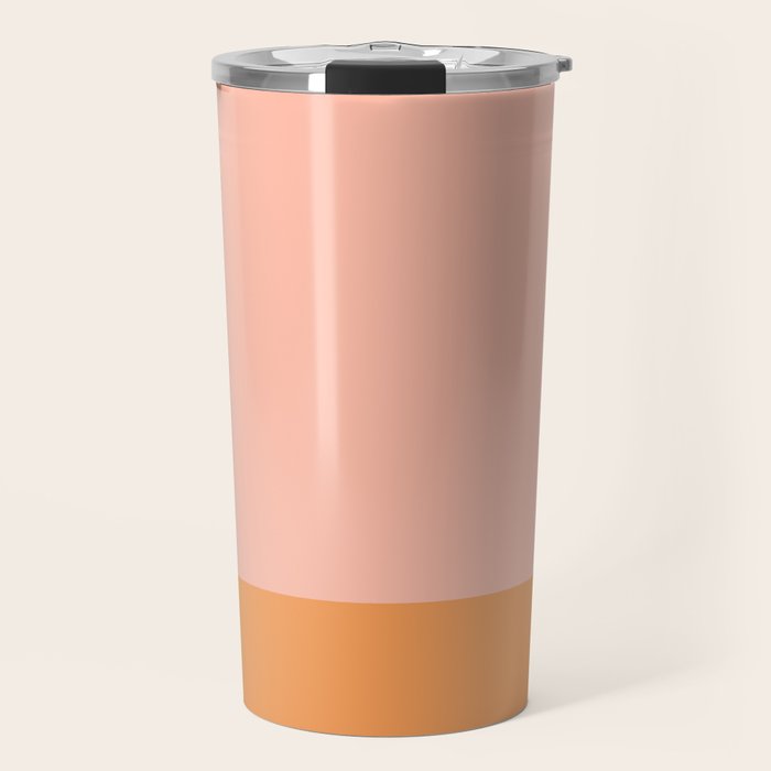 Pink Blush and Light Orange Minimalist Color Block Pattern Travel Mug Gallery Image 1