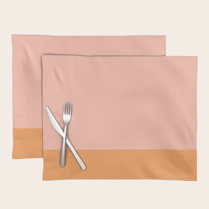 Pink Blush and Light Orange Minimalist Color Block Pattern Placemat Gallery Image 1