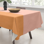 Pink Blush and Light Orange Minimalist Color Block Pattern Tablecloth Gallery Image 3