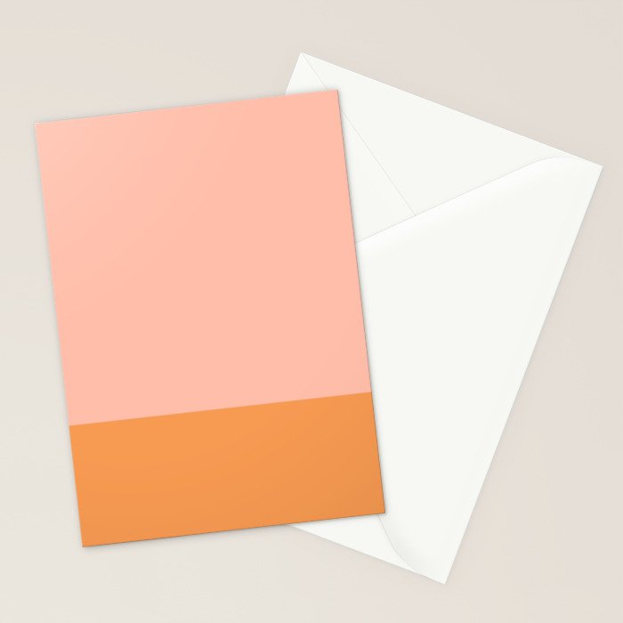 Pink Blush and Light Orange Minimalist Color Block Pattern Stationery Card Gallery Image 2