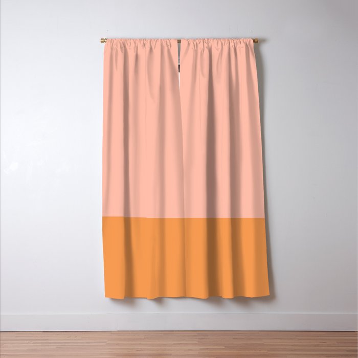 Pink Blush and Light Orange Minimalist Color Block Pattern Window Curtain Gallery Image 3