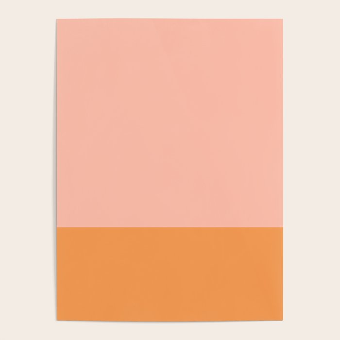 Pink Blush and Light Orange Minimalist Color Block Pattern Poster Gallery Image 1