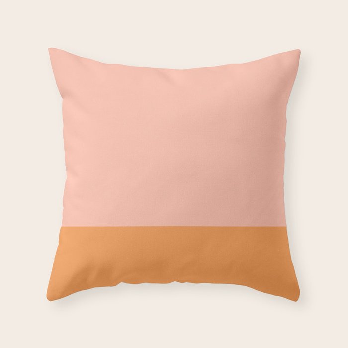 Pink Blush and Light Orange Minimalist Color Block Pattern Throw Pillow Gallery Image 6