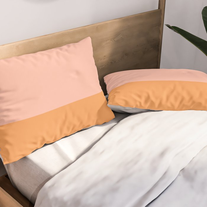 Pink Blush and Light Orange Minimalist Color Block Pattern Pillow Sham Gallery Image 2