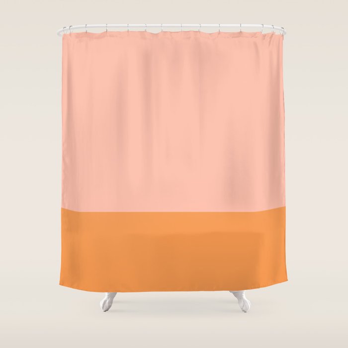 Pink Blush and Light Orange Minimalist Color Block Pattern Shower Curtain Gallery Image 1