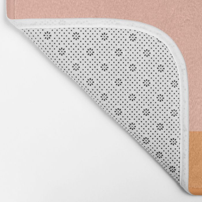 Pink Blush and Light Orange Minimalist Color Block Pattern Bath Mat Gallery Image 2