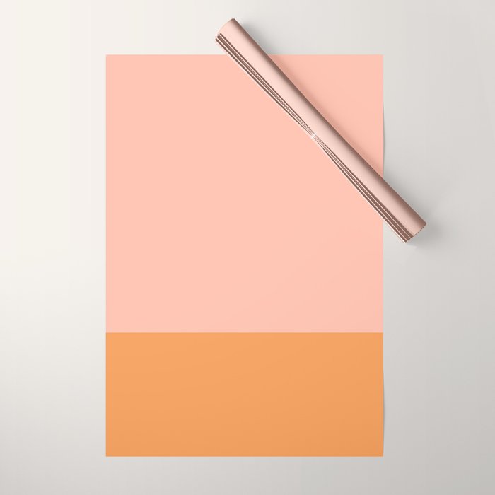 Pink Blush and Light Orange Minimalist Color Block Pattern Wrapping Paper Gallery Image 1