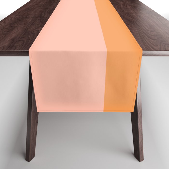 Pink Blush and Light Orange Minimalist Color Block Pattern Table Runner Gallery Image 1