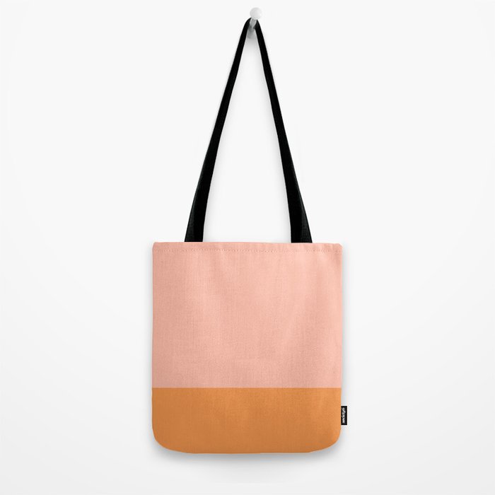 Pink Blush and Light Orange Minimalist Color Block Pattern Tote Bag Gallery Image 2