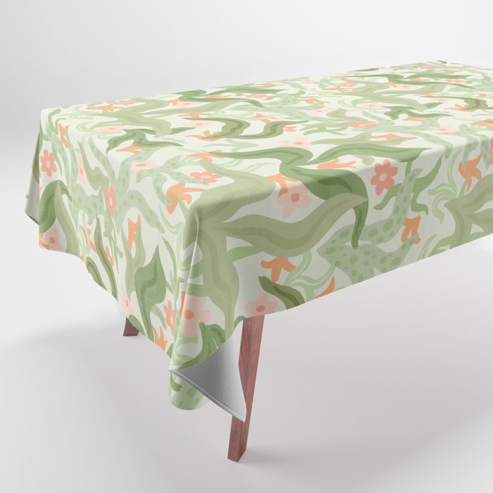 Wavy Plants Pattern Tablecloth Gallery Image 1