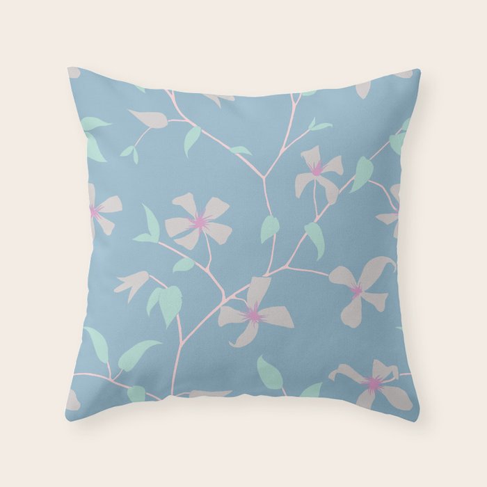 Floral Clematis Vine - Cool Summer Throw Pillow Gallery Image 6