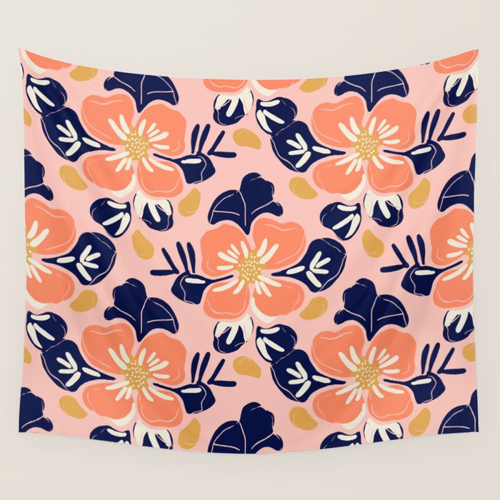 Vintage floral nature art pattern Wall Tapestry Gallery Image 4