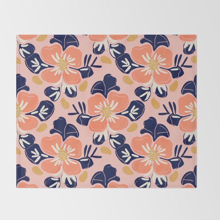 Vintage floral nature art pattern Throw Blanket Gallery Image 2