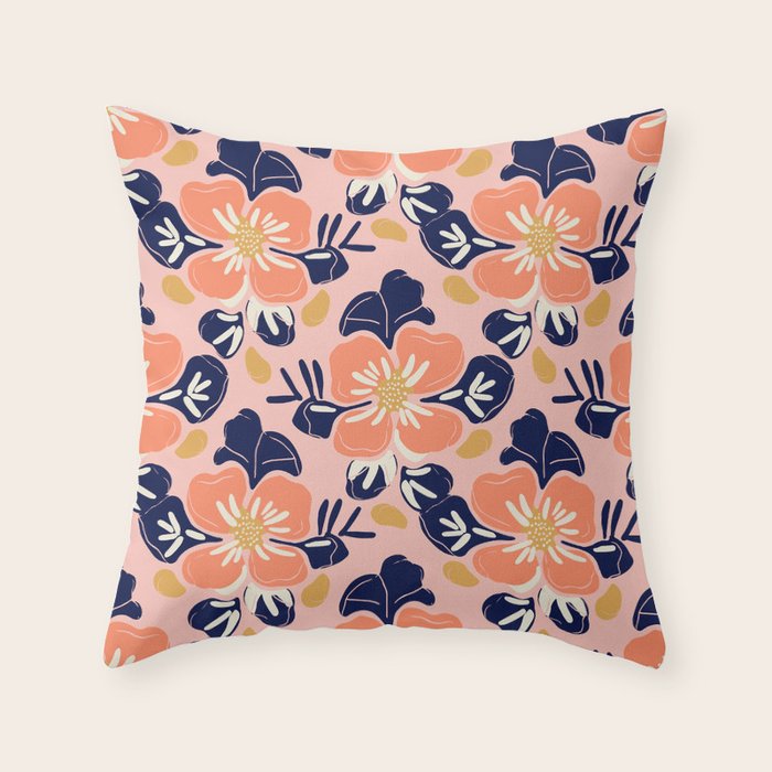 Vintage floral nature art pattern Throw Pillow Gallery Image 6