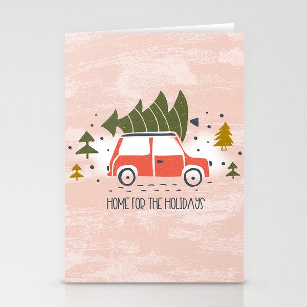Home For The Holidays Blush Pink Christmas Stationery Card Gallery Image 2