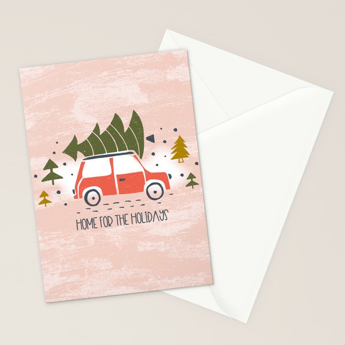 Home For The Holidays Blush Pink Christmas Stationery Card Gallery Image 2