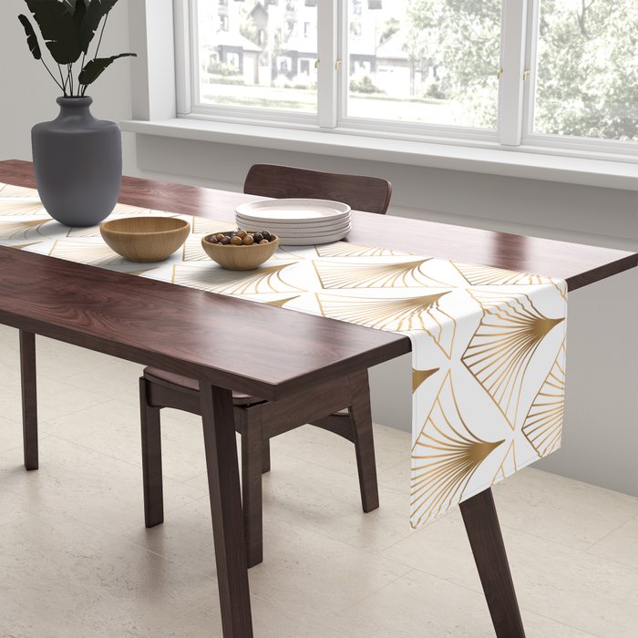 Art Deco Geometric Gold Pattern  Table Runner Gallery Image 2