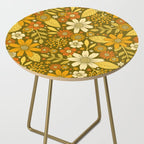 1970s Retro Flowers Pattern in Yellow, Orange & Olive Green Side Table Gallery Image 2