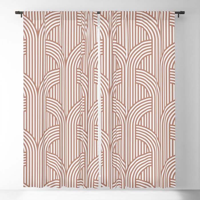 Terracotta retro lines Window Curtain Gallery Image 5