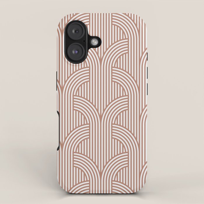 Terracotta retro lines iPhone Case Gallery Image 1