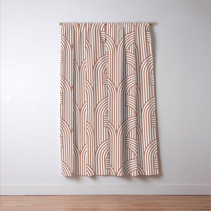 Terracotta retro lines Window Curtain Gallery Image 3