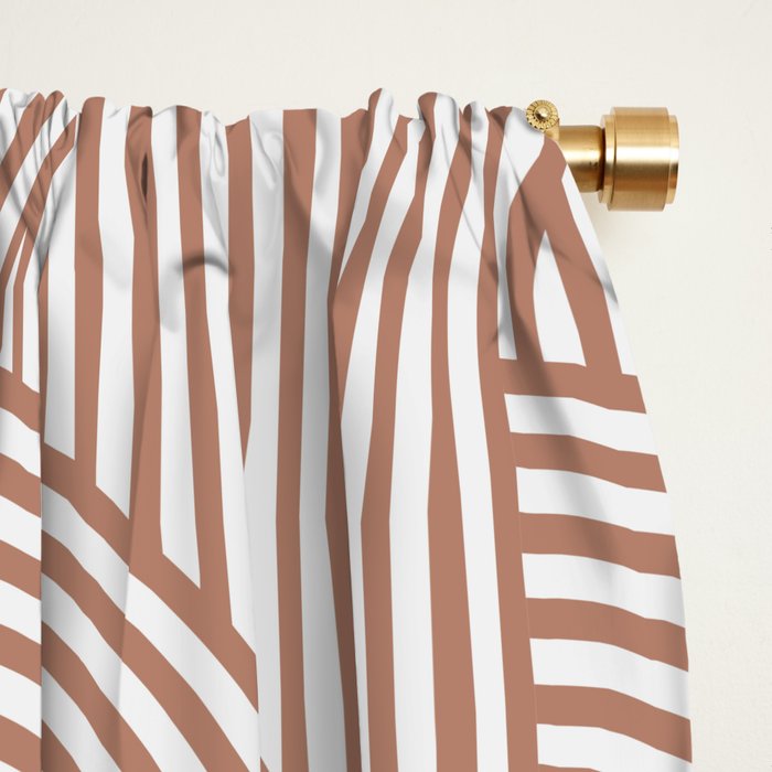 Terracotta retro lines Window Curtain Gallery Image 2