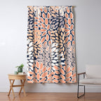 Floral Prints, Navy, Coral, Peach and Gray, Abstract Art, Coloured Prints Window Curtain Gallery Image 5