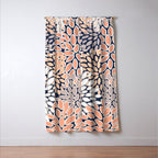 Floral Prints, Navy, Coral, Peach and Gray, Abstract Art, Coloured Prints Window Curtain Gallery Image 3