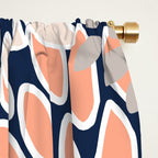 Floral Prints, Navy, Coral, Peach and Gray, Abstract Art, Coloured Prints Window Curtain Gallery Image 2