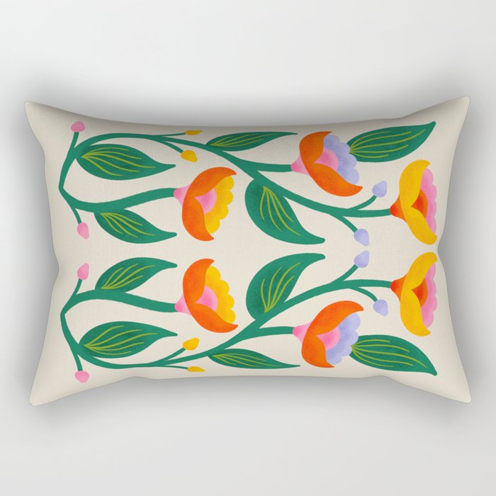 Symmetrical Flowers 2 Rectangular Pillow Gallery Image 1
