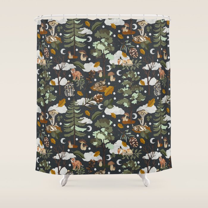 Baby animals in the dark forest DK Shower Curtain Gallery Image 1