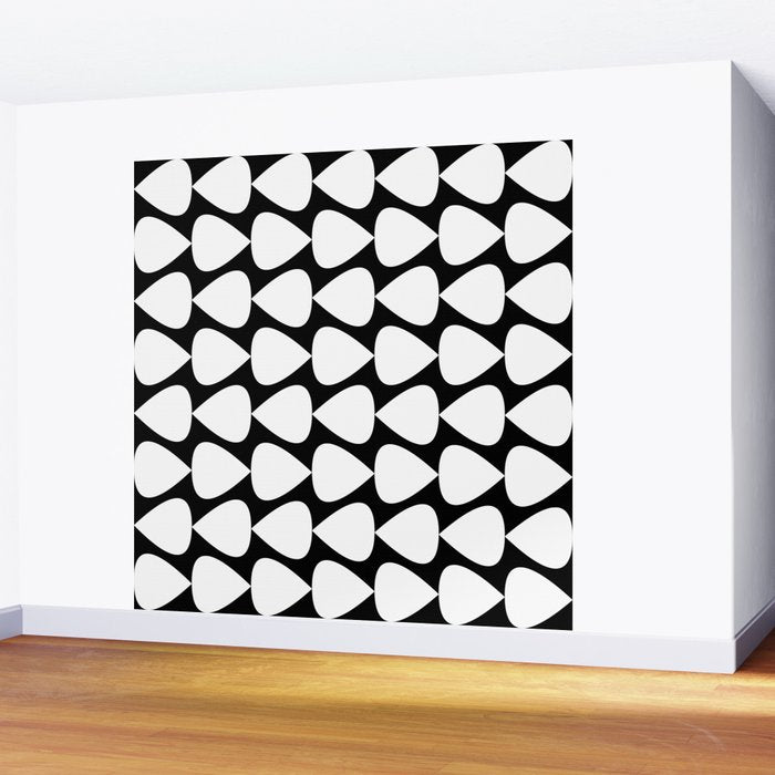 Plectrum Pattern in White and Black Wall Mural Gallery Image 2