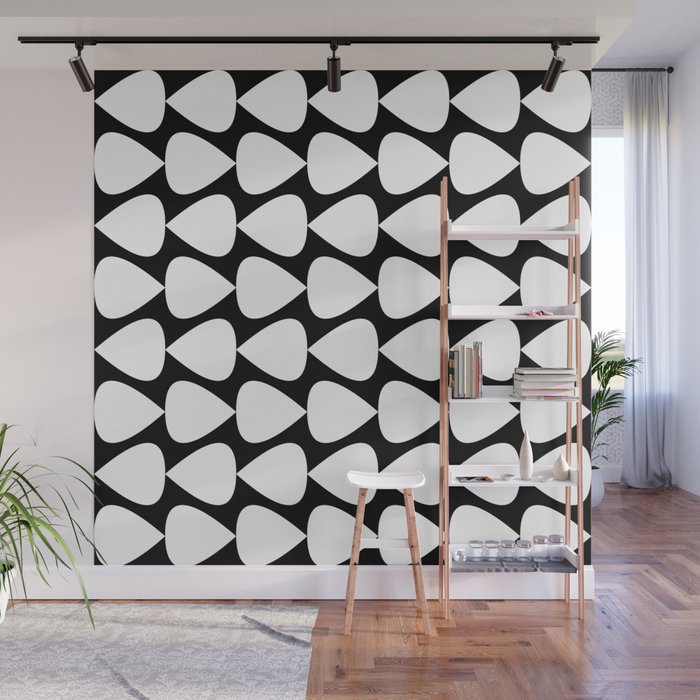 Plectrum Pattern in White and Black Wall Mural Gallery Image 1