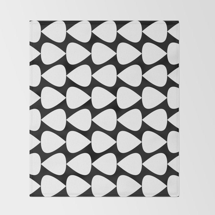 Plectrum Pattern in White and Black Throw Blanket Gallery Image 2