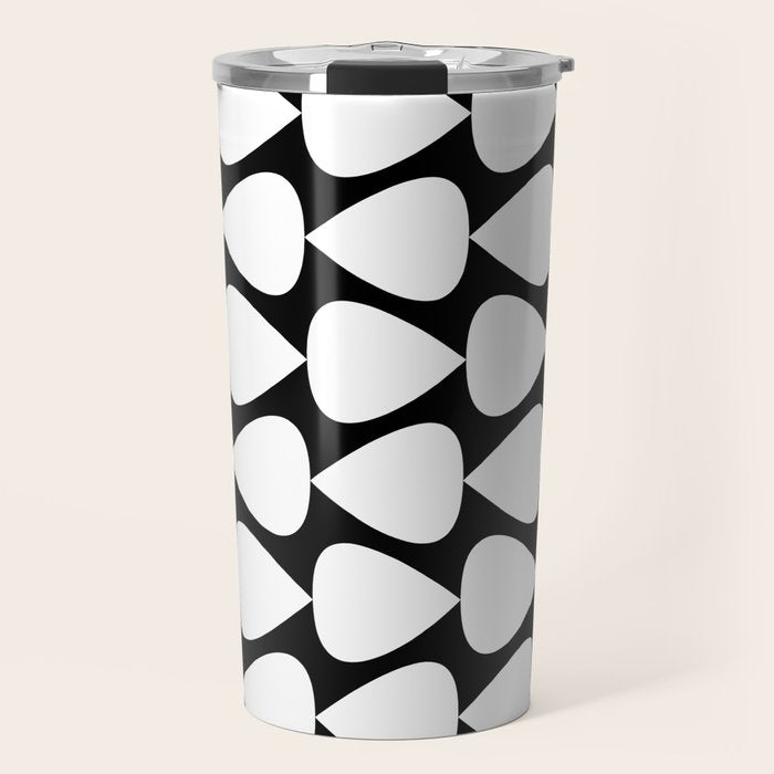 Plectrum Pattern in White and Black Travel Mug Gallery Image 1