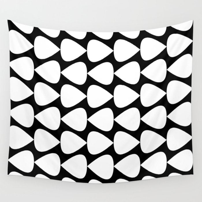 Plectrum Pattern in White and Black Wall Tapestry Gallery Image 4