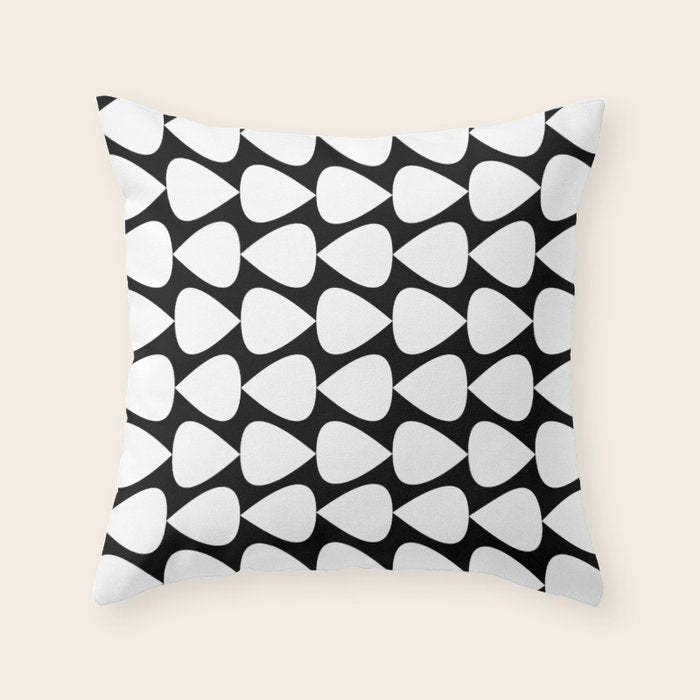 Plectrum Pattern in White and Black Throw Pillow Gallery Image 6