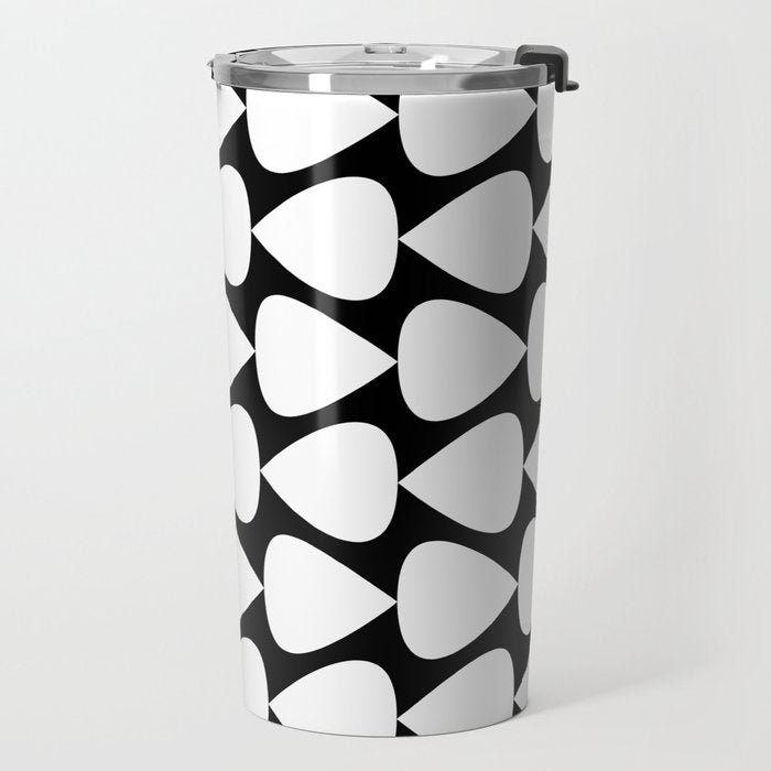Plectrum Pattern in White and Black Travel Mug Gallery Image 2