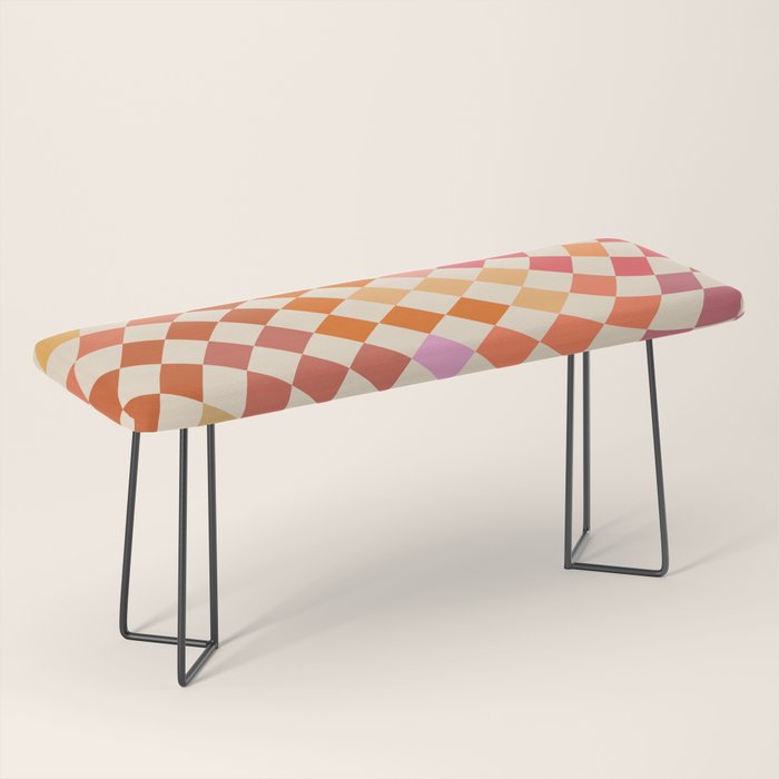 Orange, Yellow & Pink  Swirl Checker Bench Gallery Image 1