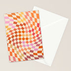 Orange, Yellow & Pink  Swirl Checker Stationery Card Gallery Image 2