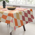 Orange, Yellow & Pink  Swirl Checker Tablecloth Gallery Image 3