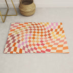 Orange, Yellow & Pink  Swirl Checker Rug Gallery Image 1